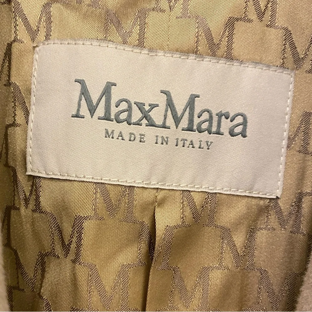 MaxMara Beige Belted Double-Breasted Wool Coat